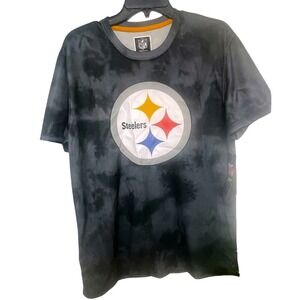 Pittsburgh Steelers NFL Black Gray Tie Dye Short Sleeve Graphic Shirt Mens Large